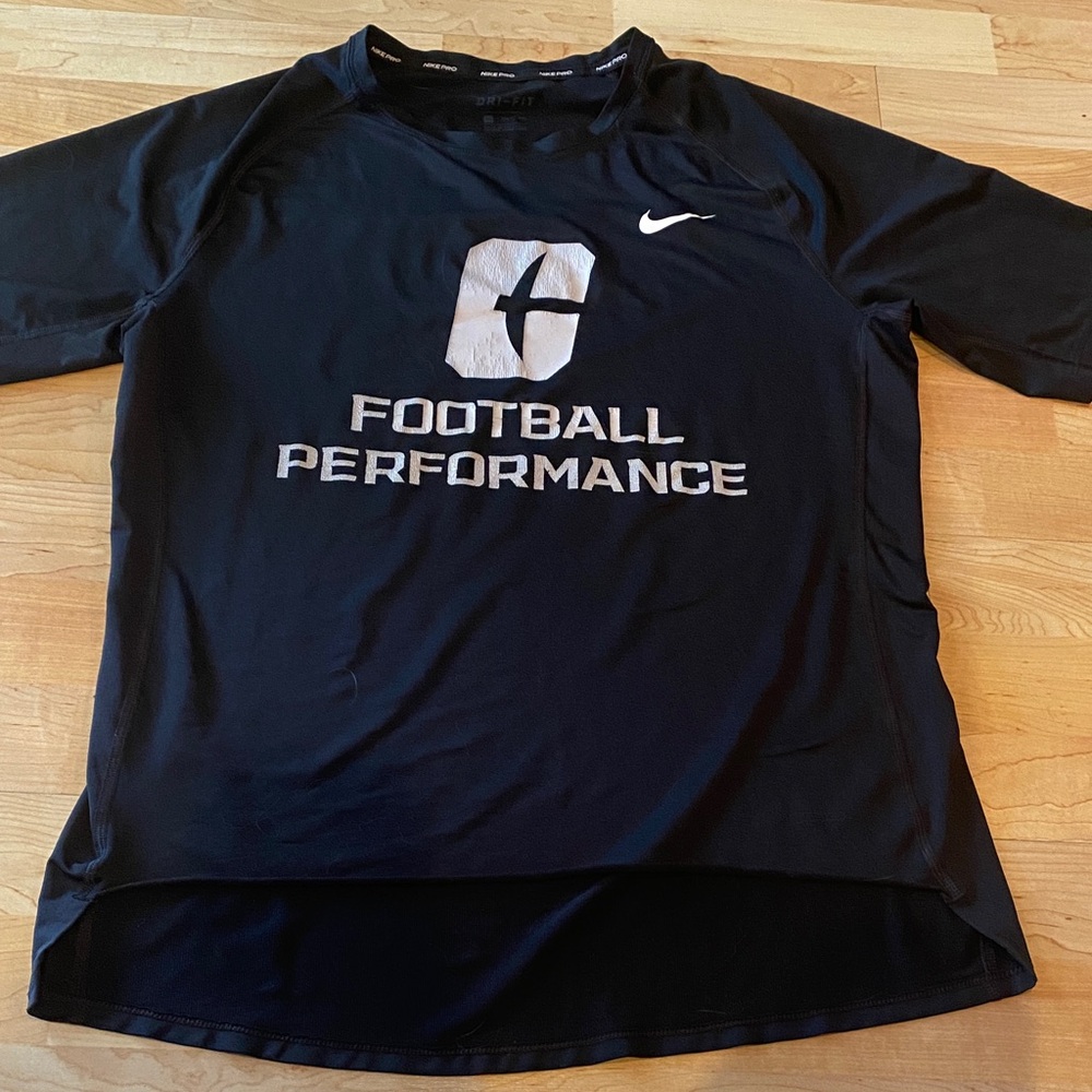 Men’s Nike Pro Dri-fit XXL Black football compression Sports Tee with White Logo